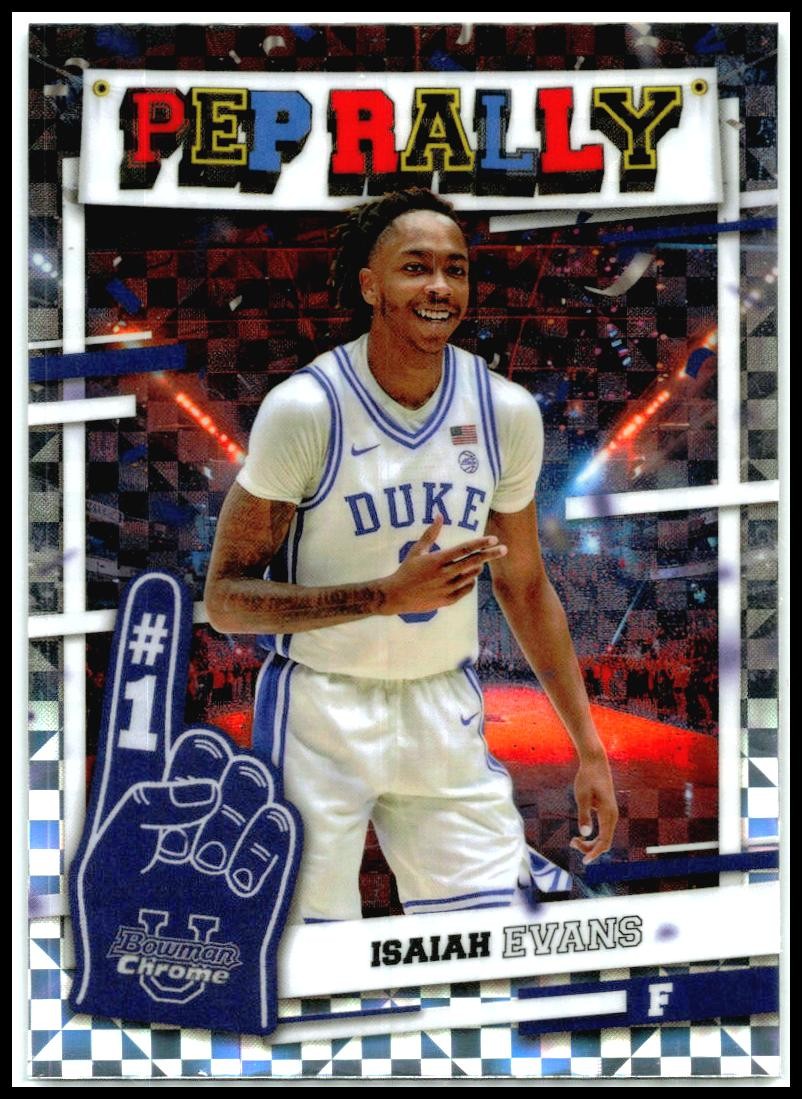 2024-25 Bowman University Chrome Pep Rally #PR-16 Isaiah Evans Duke Blue Devils