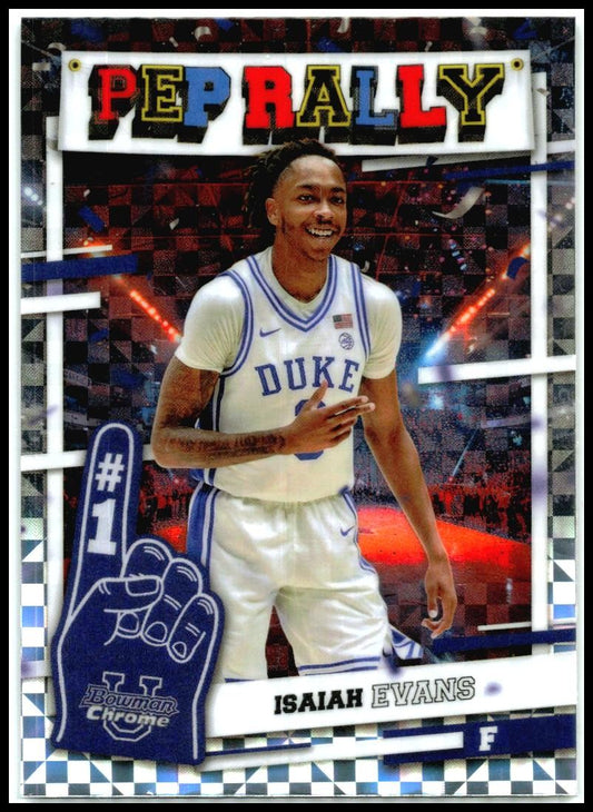 2024-25 Bowman University Chrome Pep Rally #PR-16 Isaiah Evans Duke Blue Devils