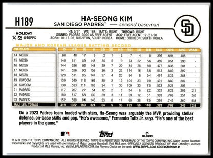 2024 Topps Holiday #H189 Ha-Seong Kim San Diego Padres