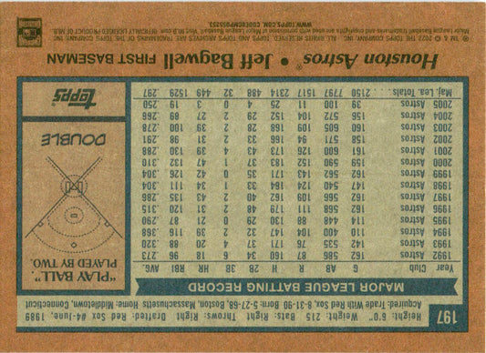 2022 Topps Archives #  #197 Jeff Bagwell 1978 Topps Design Houston Astros