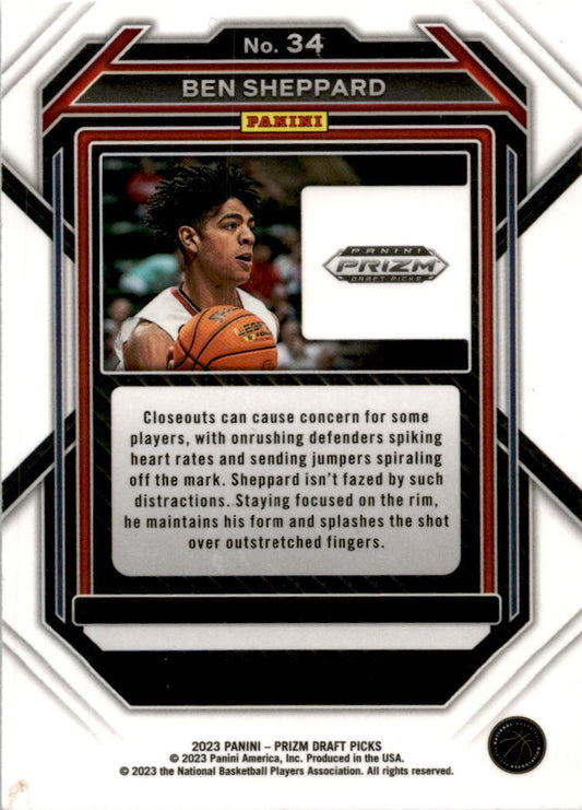 2023 Panini Prizm Draft Picks #34 Ben Sheppard Belmont Bruins / Pacers