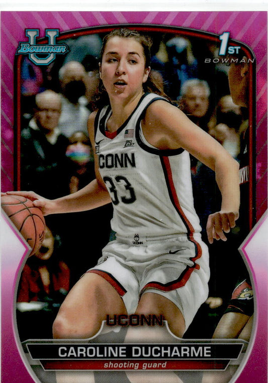 2022-23 Bowman University Chrome Pink #7 Caroline Ducharme Connecticut Huskies