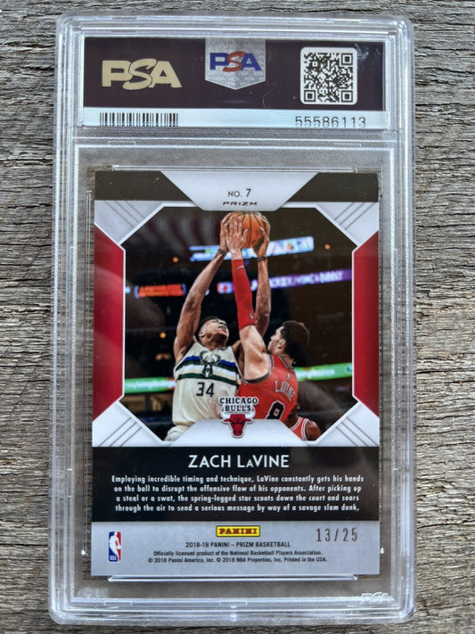 2018-19 Panini Prizm That's Savage! #7 Zach LaVine PSA 10  Chicago Bulls 13/25