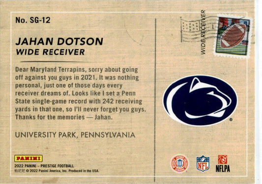 2022 Panini Prestige #SG-12 Jahan Dotson Washington Commanders / Lions