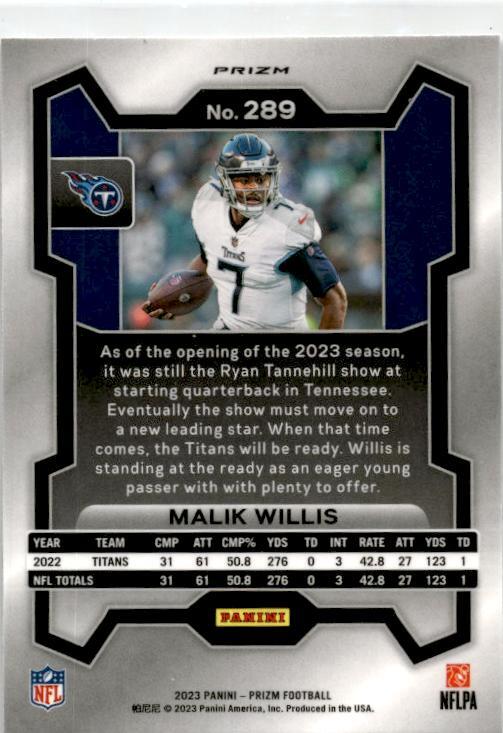 2023 Panini Prizm Silver #289 Malik Willis Tennessee Titans