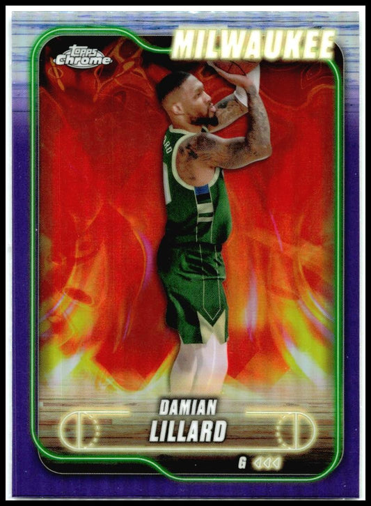 2024-25 Topps Chrome Purple Refractor #2 Damian Lillard Milwaukee Bucks