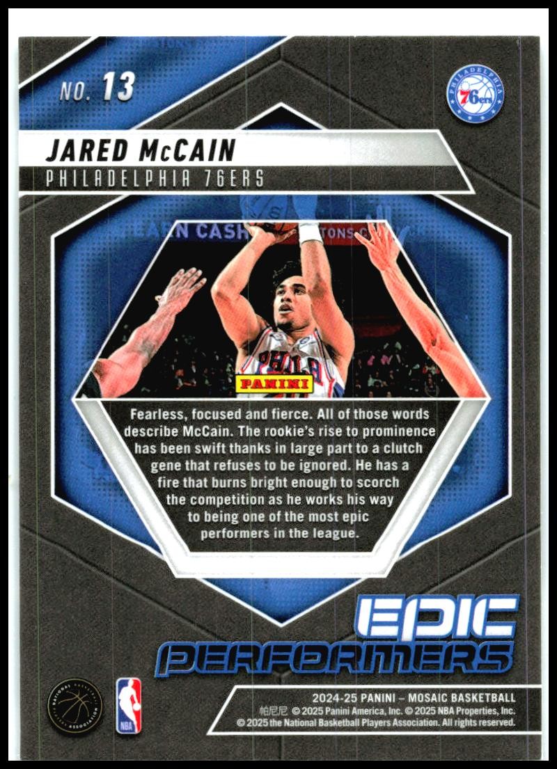 2024-25 Panini Mosaic Epic Performers Mosaic #13 Jared McCain Philadelphia 76ers