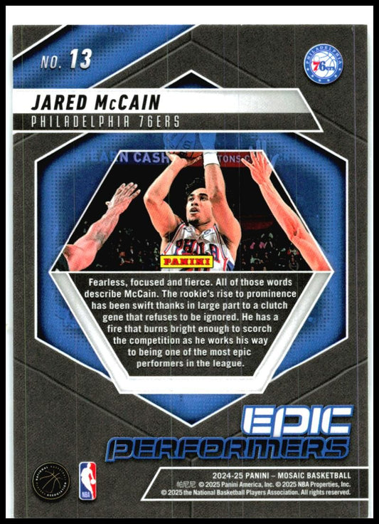 2024-25 Panini Mosaic Epic Performers Mosaic #13 Jared McCain Philadelphia 76ers