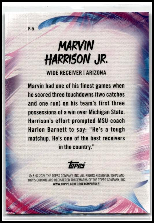 2024 Topps Chrome Finesse Lazer Refractor #F-5 Marvin Harrison Jr. Cardinals