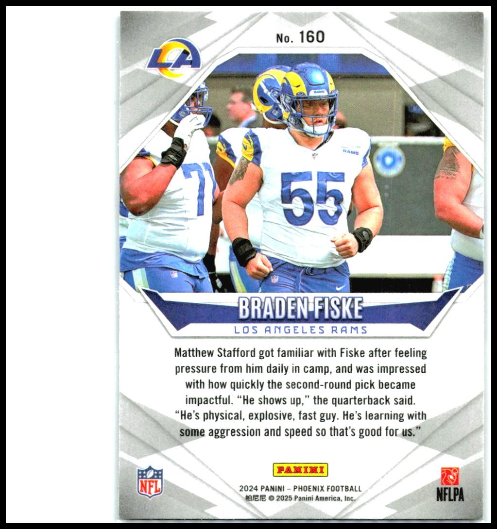 2024 Panini Phoenix Lazer #160 Braden Fiske Rookie Los Angeles Rams