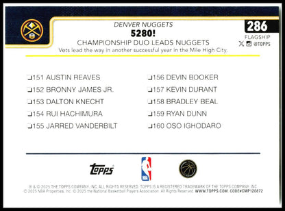 2025-26 Topps #286 5280!: Championship Duo Leads Nuggets Denver Nuggets