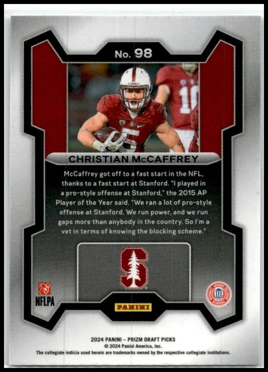 2024 Panini Prizm Draft Picks #98 Christian McCaffrey Stanford Cardinal