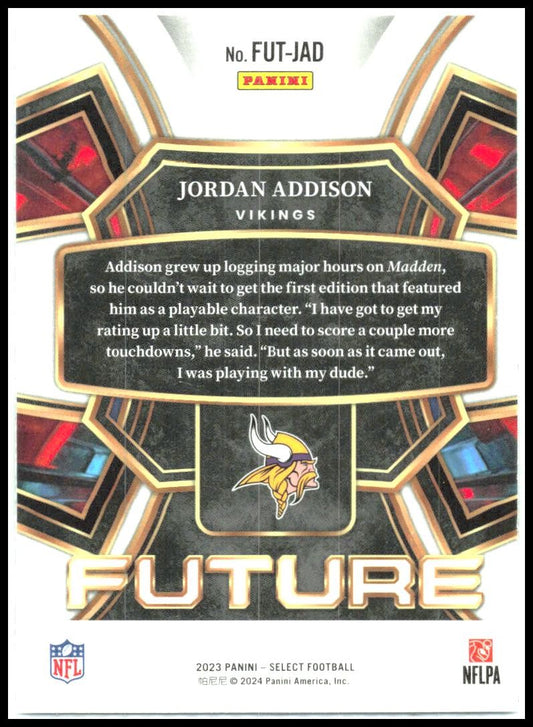 2023 Panini Select Select Future #FUT-JAD Jordan Addison Minnesota Vikings