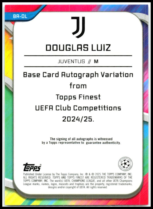 2024-25 Topps Finest UEFA Purple Auto /299 #BA-DL Douglas Luiz Auto Juventus