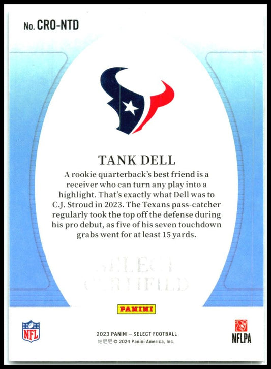 2023 Panini Select Select Certified Rookies #CRO-NTD Tank Dell Houston Texans