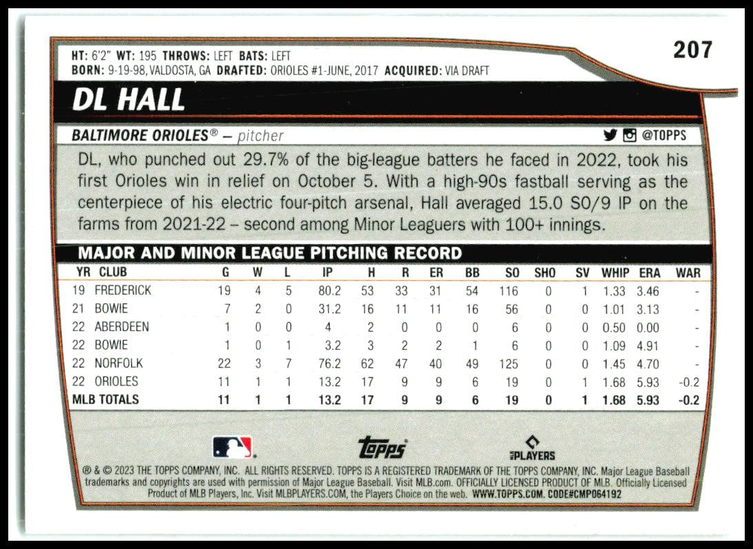 2023 Topps Big League Rainbow Foil #27 DL Hall Baltimore Orioles