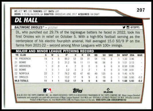 2023 Topps Big League Rainbow Foil #27 DL Hall Baltimore Orioles