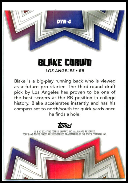 2024 Topps Chrome Green Dynamos /75 #DYN-4 Blake Corum Rams