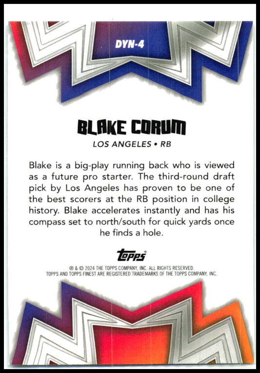 2024 Topps Chrome Green Dynamos /75 #DYN-4 Blake Corum Rams
