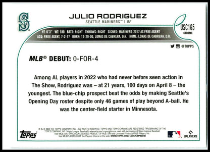 2022 Topps Chrome Update #USC165 Julio Rodriguez Seattle Mariners