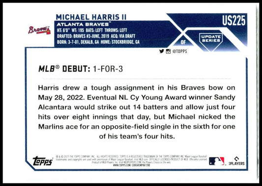 2023 Topps Update #US225 Michael Harris II Atlanta Braves