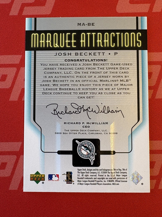 2005 Upper Deck Marquee Attractions Retro #MA-BE Josh Beckett Florida Marlins