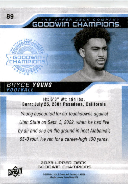 2023 Upper Deck Goodwin Champions #89 Bryce Young Carolina Panthers