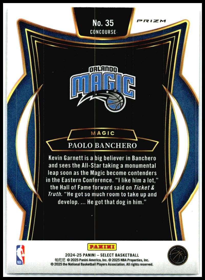 2024-25 Panini Select Red Cracked Ice Prizm #35 Paolo Banchero Orlando Magic