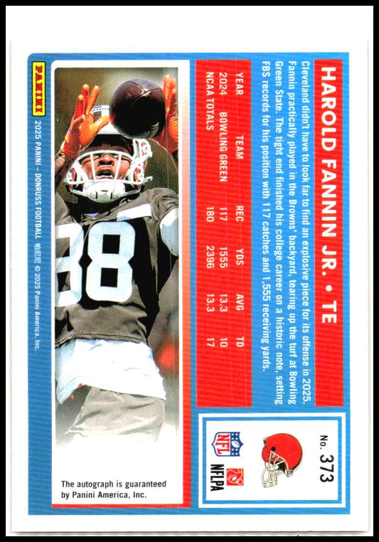 2025 Donruss Rated Rookies Auto Orange #373 Harold Fannin Jr. Rookie Auto Browns