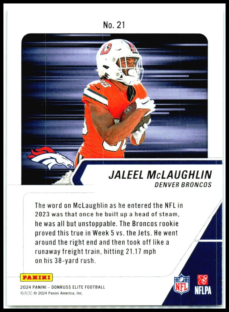 2024 Donruss Elite Full Throttle Green #21 Jaleel McLaughlin Denver Broncos