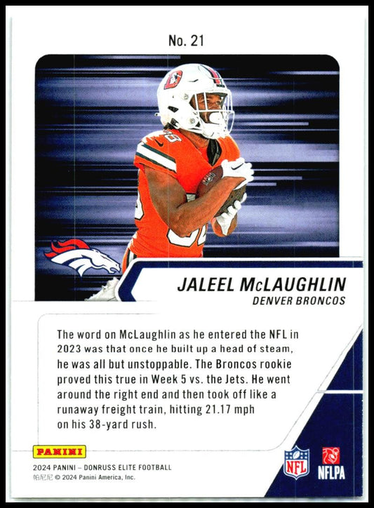 2024 Donruss Elite Full Throttle Green #21 Jaleel McLaughlin Denver Broncos