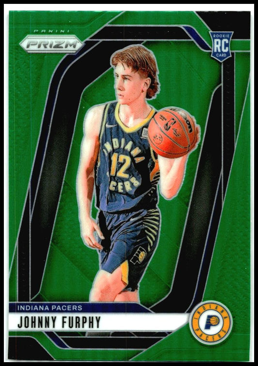 2024-25 Panini Prizm Green #237 Johnny Furphy Rookie Indiana Pacers