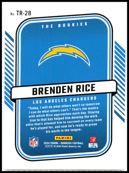 2024 Donruss The Rookies #TR-28 Brenden Rice Los Angeles Chargers