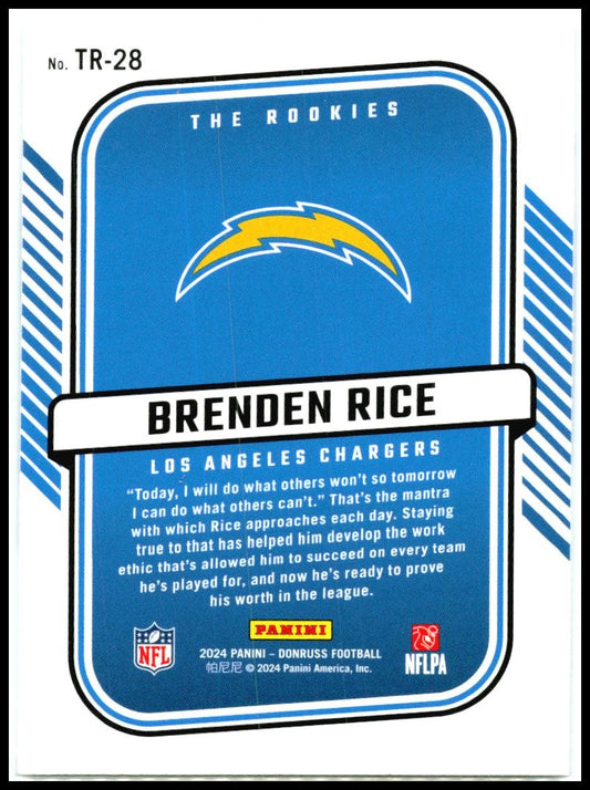 2024 Donruss The Rookies #TR-28 Brenden Rice Los Angeles Chargers