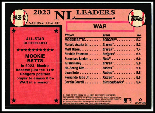 2024 Topps 1989 Topps 35th Anniversary All-Stars Foil #89ASB-12 Mookie Betts