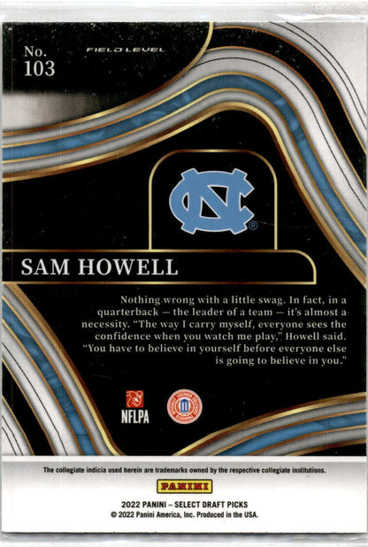 2022 Panini Select Draft Picks Blue #103 Sam Howell Washington Commanders