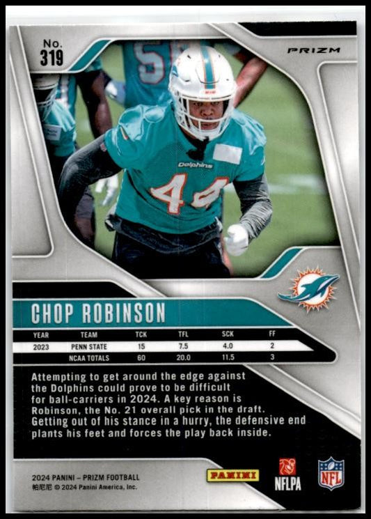 2024 Panini Prizm Red White and Blue #319 Chop Robinson Rookie Miami Dolphins