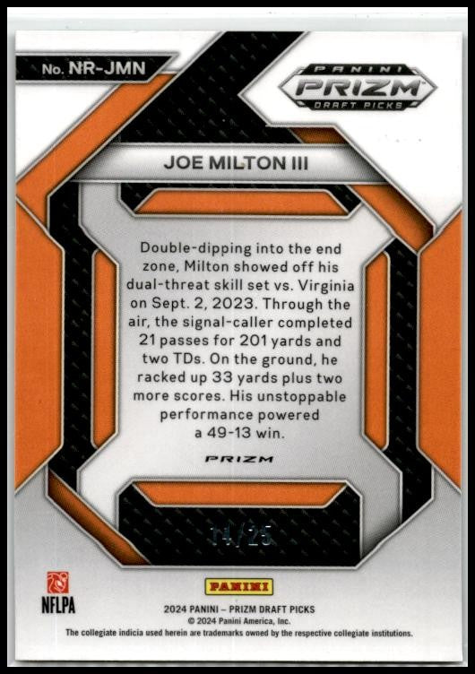 2024 Prizm Draft Picks New Recruits Green Pulsar #NR-JMN Joe Milton III /25