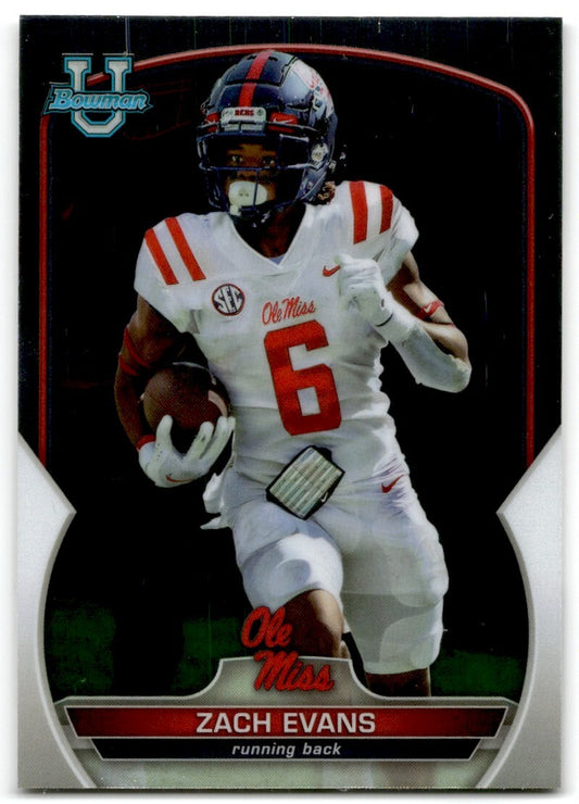 2022 bowman chrome university Zach Evans Ole Ole Miss Rebels #10