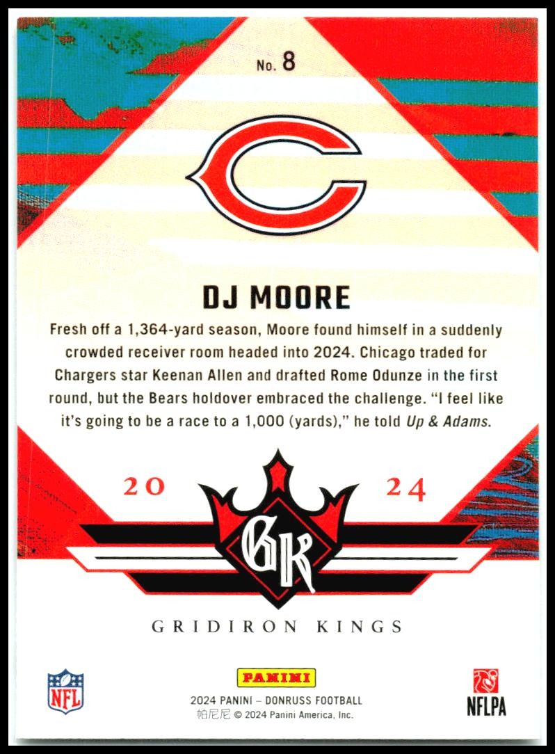 2024 Donruss Gridiron Kings #8 DJ Moore Chicago Bears