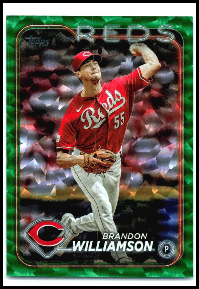 2024 Topps Green Crackle Foil #522 Brandon Williamson #/499 Cincinnati Reds
