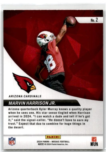 2024 Panini Mosaic Elevate #2 Marvin Harrison Jr. Arizona Cardinals