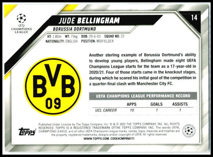 2021-22 Topps UEFA Vintage Merlin Refractor #14 Jude Bellingham Borussia