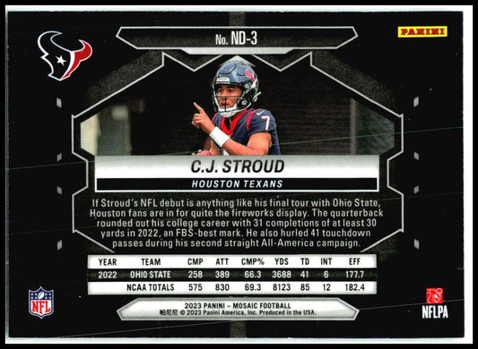 2023 Panini Mosaic #ND-3 C.J. Stroud Houston Texans