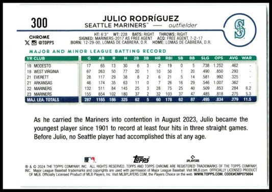 2024 Topps Chrome #300 Julio Rodríguez Seattle Mariners