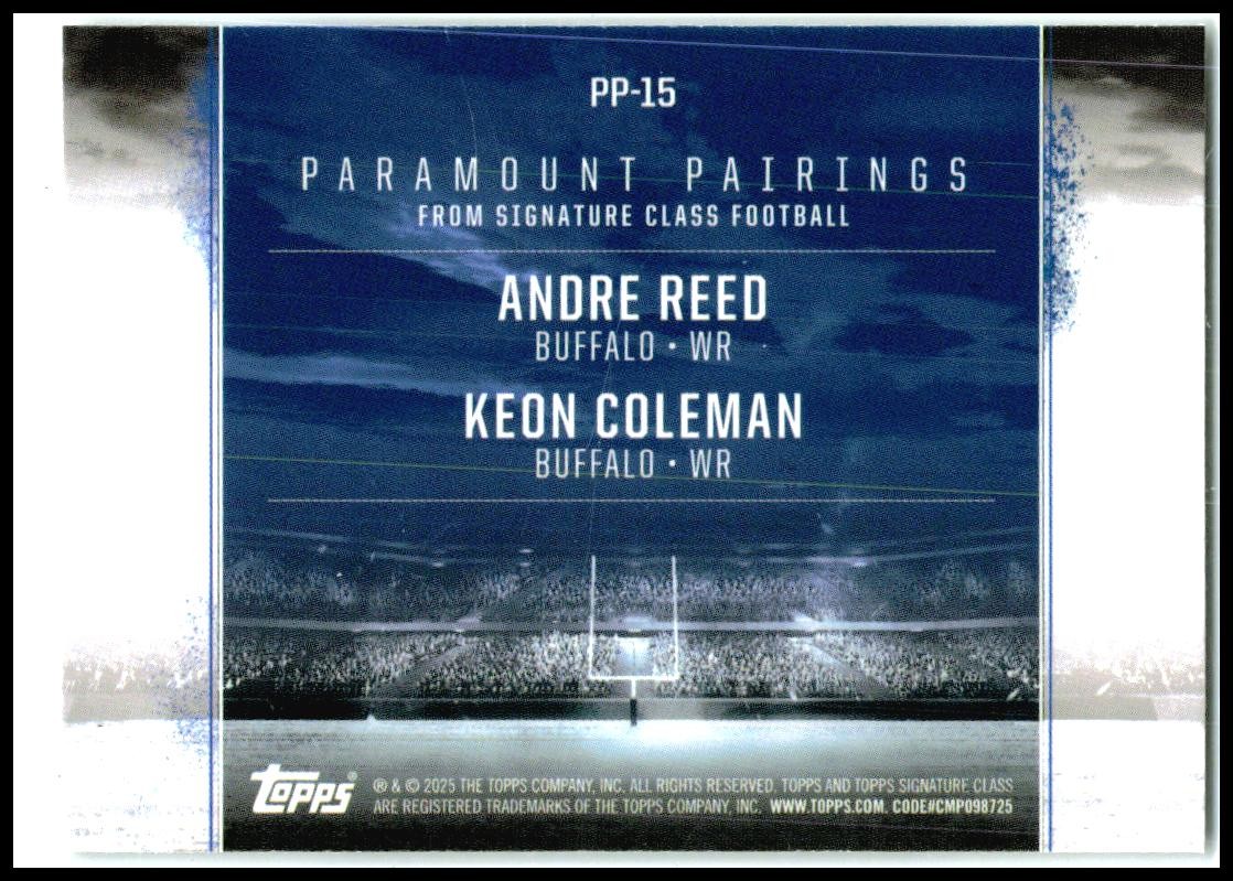 2024 Signature Class Paramount Pairings #PP-15 Keon Coleman / Andre Reed Bills