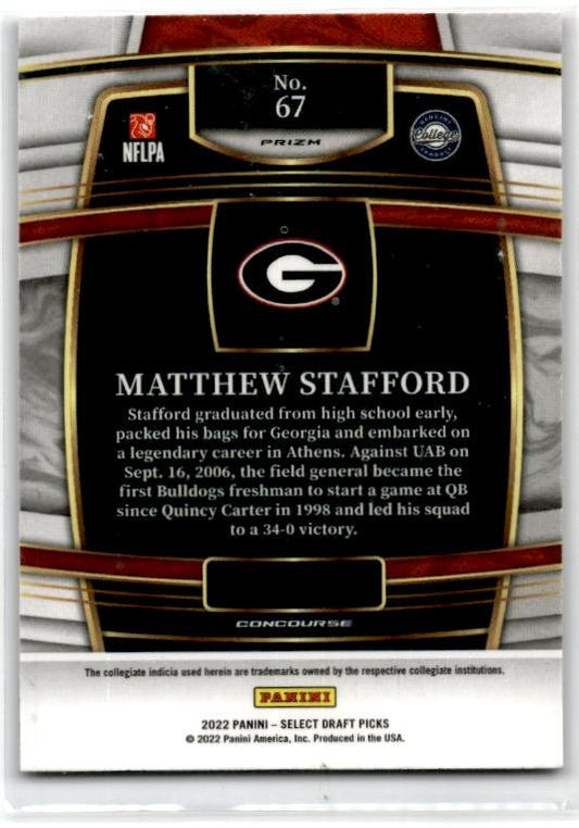 2022 Panini Select Draft Picks Red Lazer Prizm #67 Matthew Stafford Bulldogs