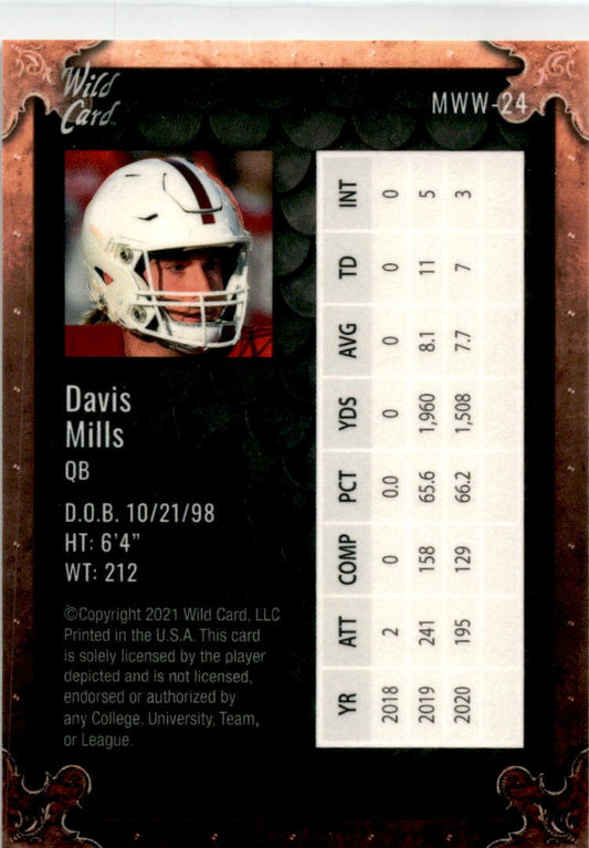 2021 Wild Card Matte #WWB-24 Davis Mills Houston Texans