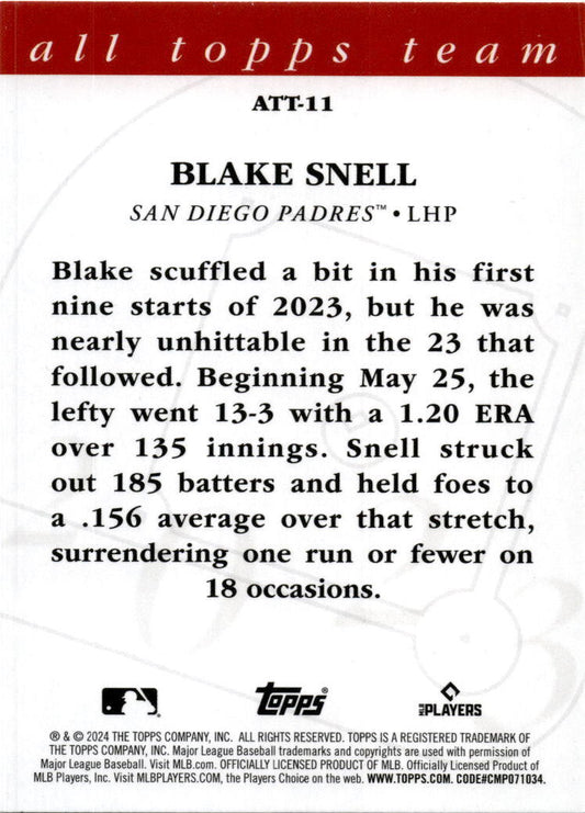 2024 Topps 2023 All Topps Team #ATT-11 Blake Snell San Francisco Giants