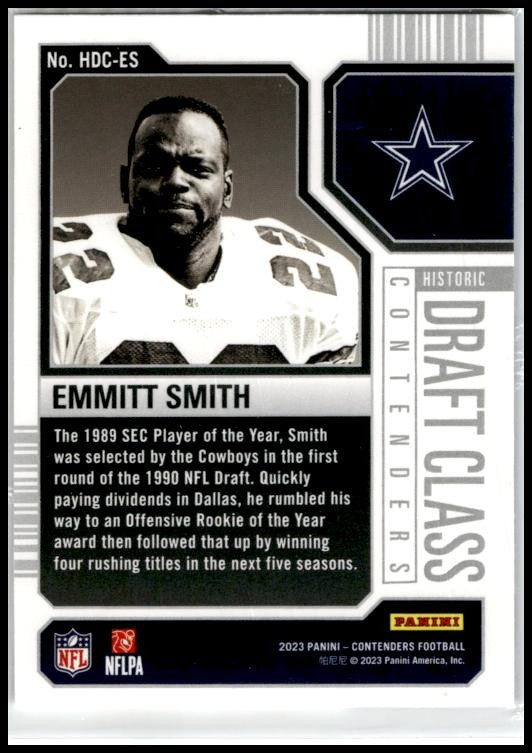 2023 Contenders Historic Draft Class Contenders #HDC-ES Emmitt Smith Cowboys